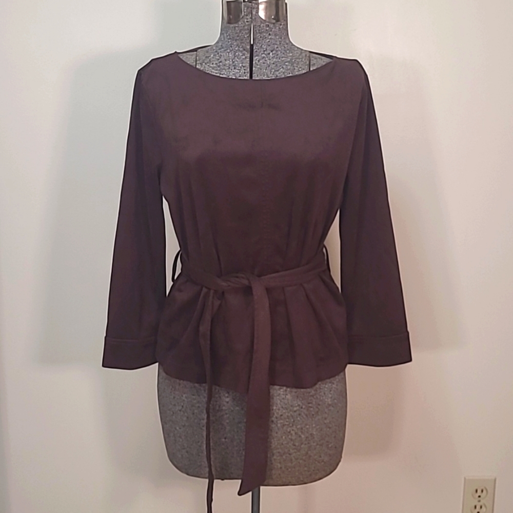 Banana Republic Facory Brown Vegan Suede Belted Top Size Medium
